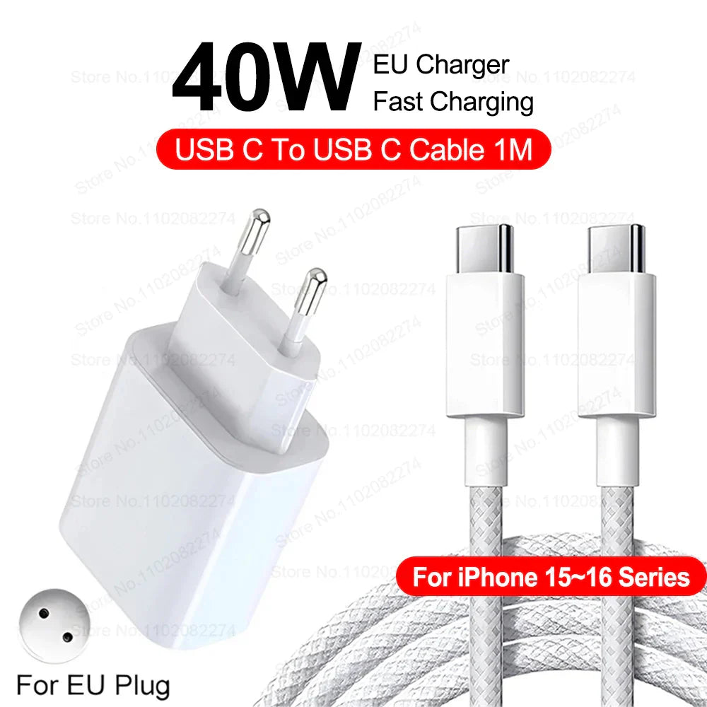 40W USB-C Fast Charger for iPhone - PD Quick Charge Power Adapter with 1 USB-C Port