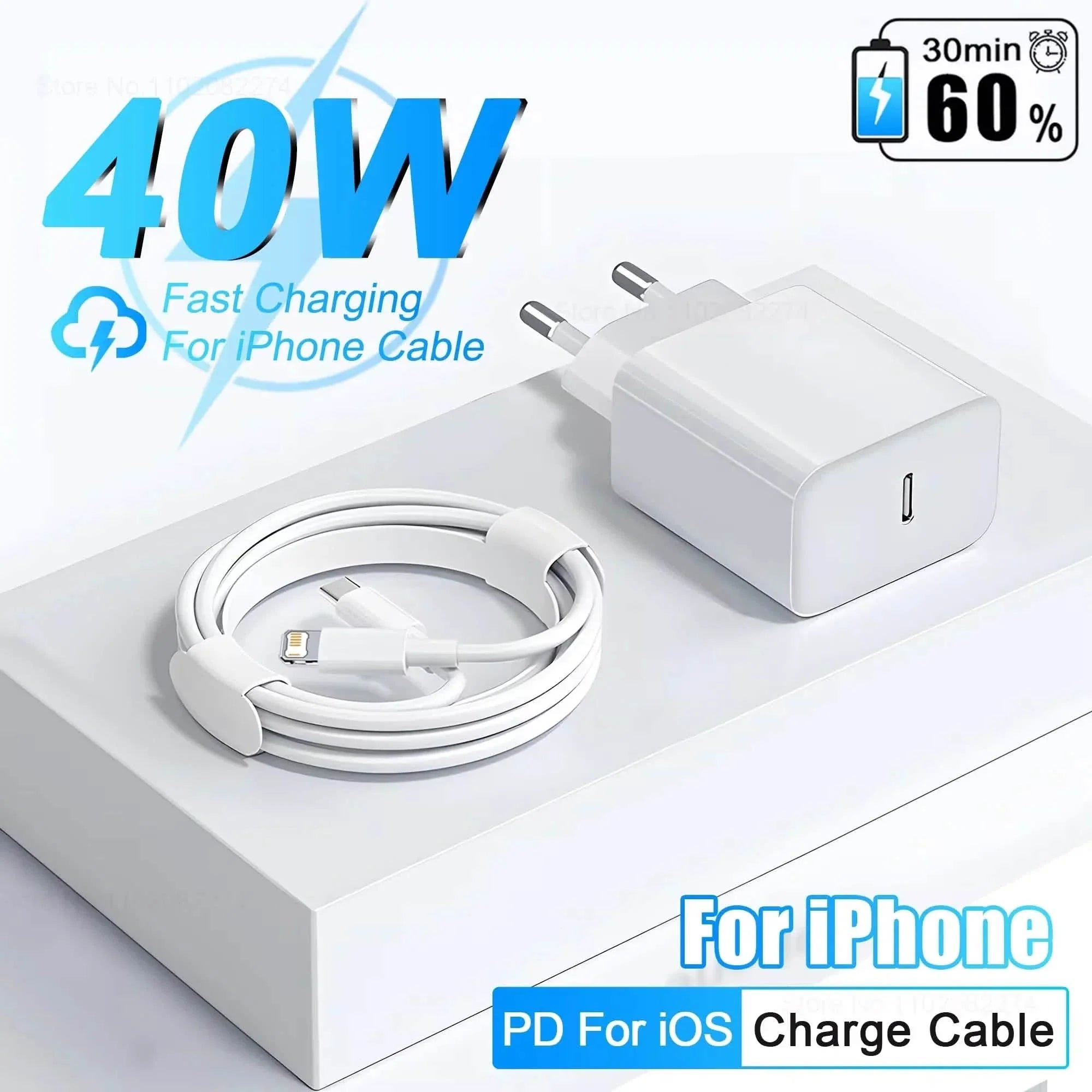 40W USB-C Fast Charger for iPhone - PD Quick Charge Power Adapter with 1 USB-C Port